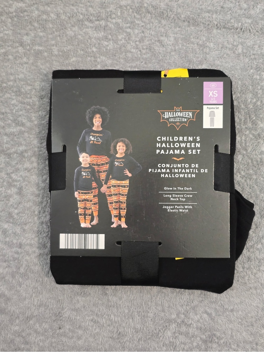 Children's Halloween Pajama Set - Black & Orange Glow-In-The-Dark